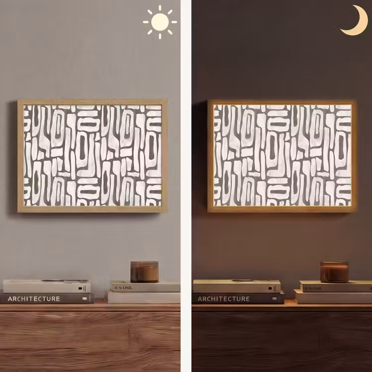 Donker - Wit - Abstract Light Box met batterij (Wandlamp) middel 907 -sfeer3