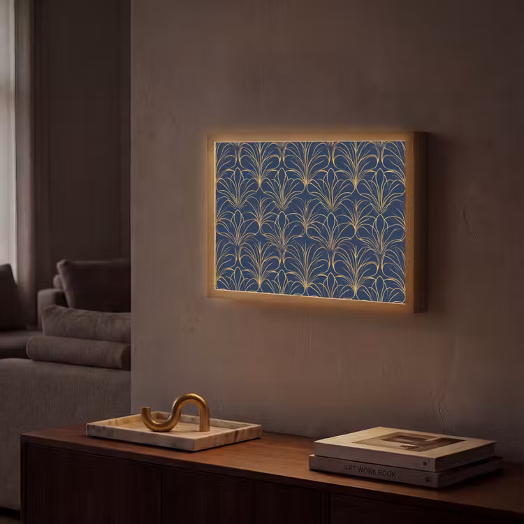 Deco - Waaier - Blauw Light Box met batterij (Wandlamp) middel 907 -sfeer1