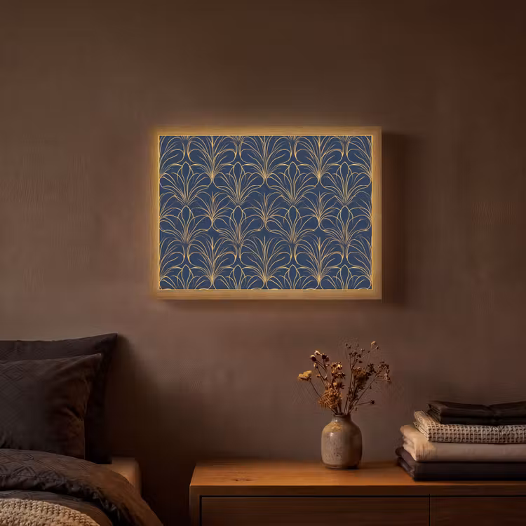 Deco - Waaier - Blauw Light Box met batterij (Wandlamp) middel 907 -sfeer4