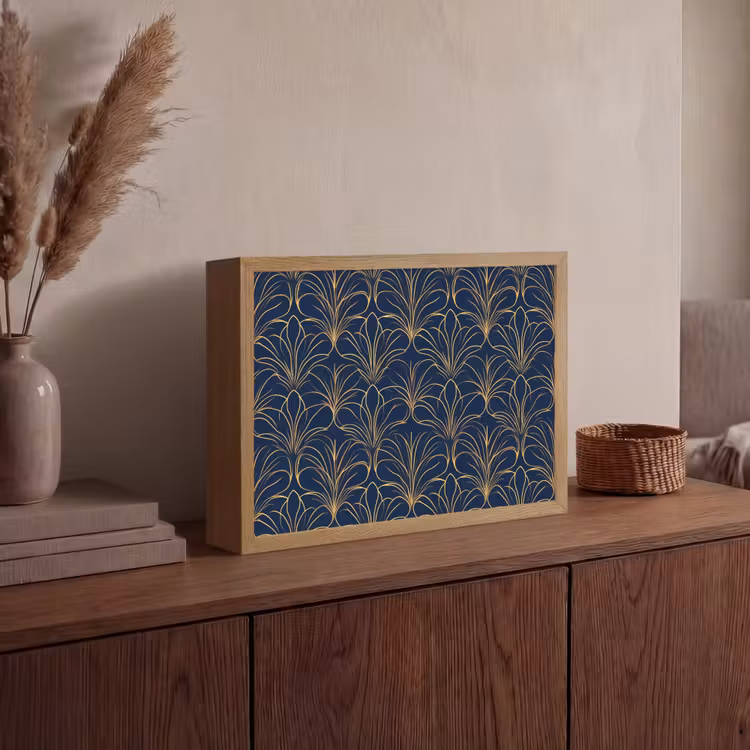 Deco - Waaier - Blauw Light Box met batterij (Wandlamp) middel 907 -sfeer2