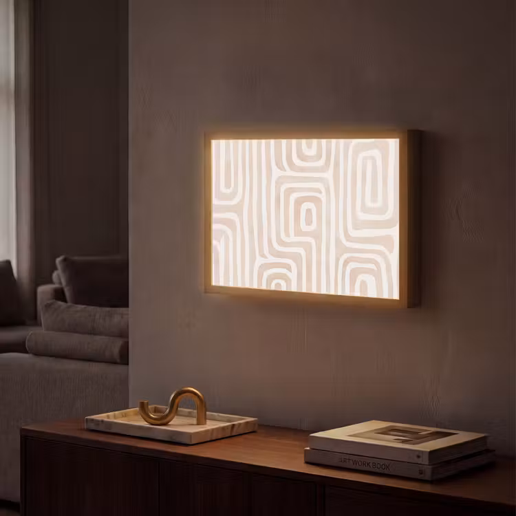 Decoratief - Labyrint - Beige Light Box met batterij (Wandlamp) middel -sfeer1