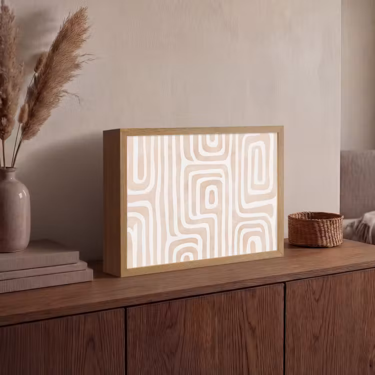 Decoratief - Labyrint - Beige Light Box met batterij (Wandlamp) middel -sfeer2