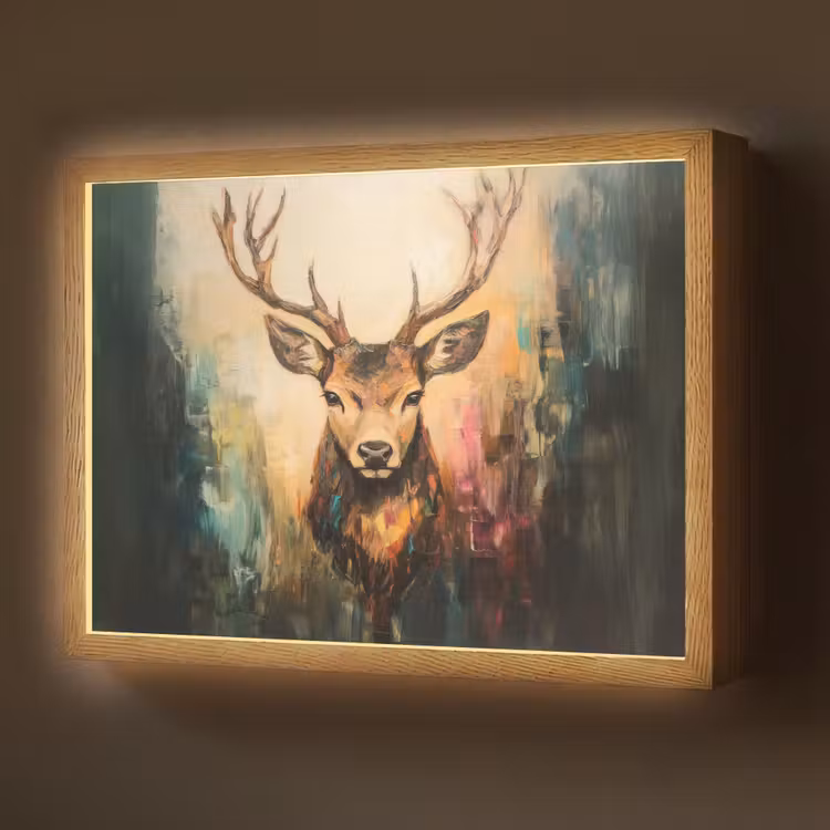 Hert - Geverfd - Gewei - Bruin Light Box met batterij (Wandlamp) middel -z3d_website