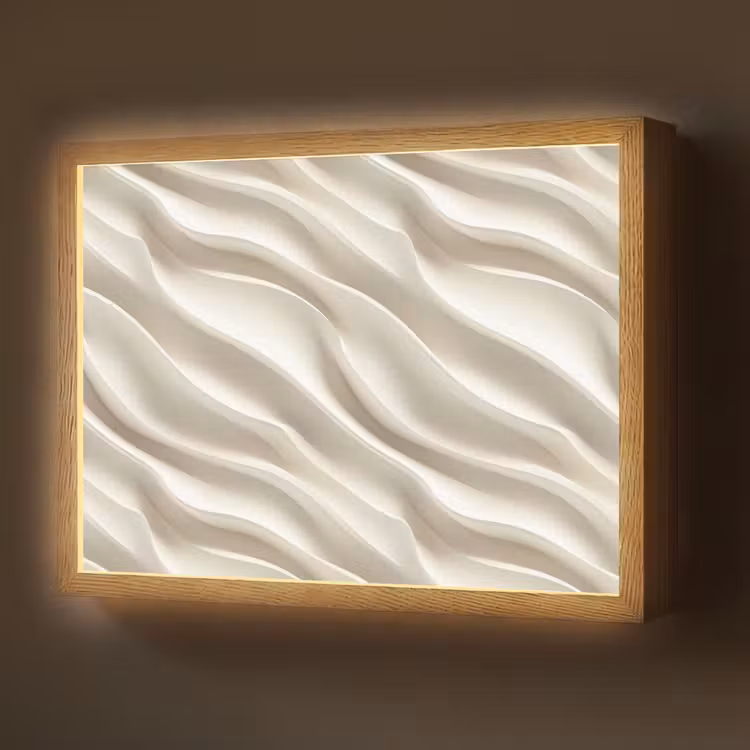 Diagonaal - Golven - Crème Light Box met batterij (Wandlamp) middel 907 -z3d_website