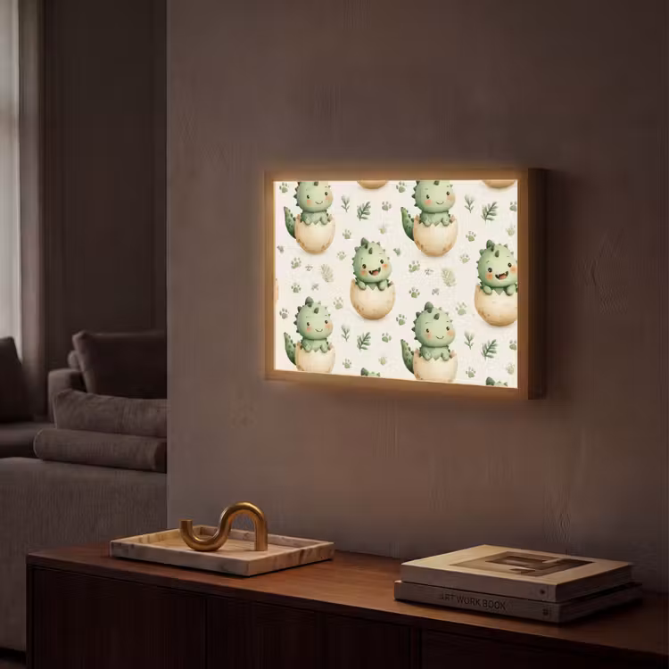 Dino - Eieren - Groen Light Box met batterij (Wandlamp) middel 907 -sfeer1