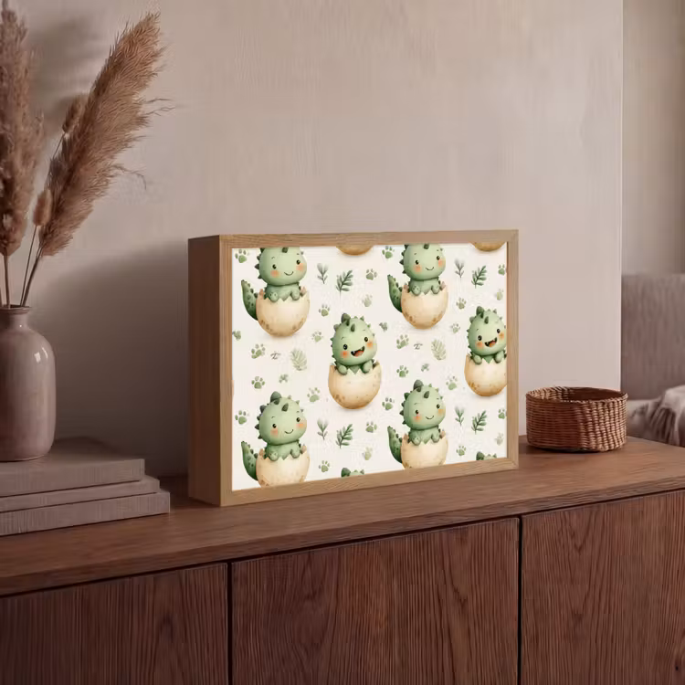 Dino - Eieren - Groen Light Box met batterij (Wandlamp) middel 907 -sfeer2
