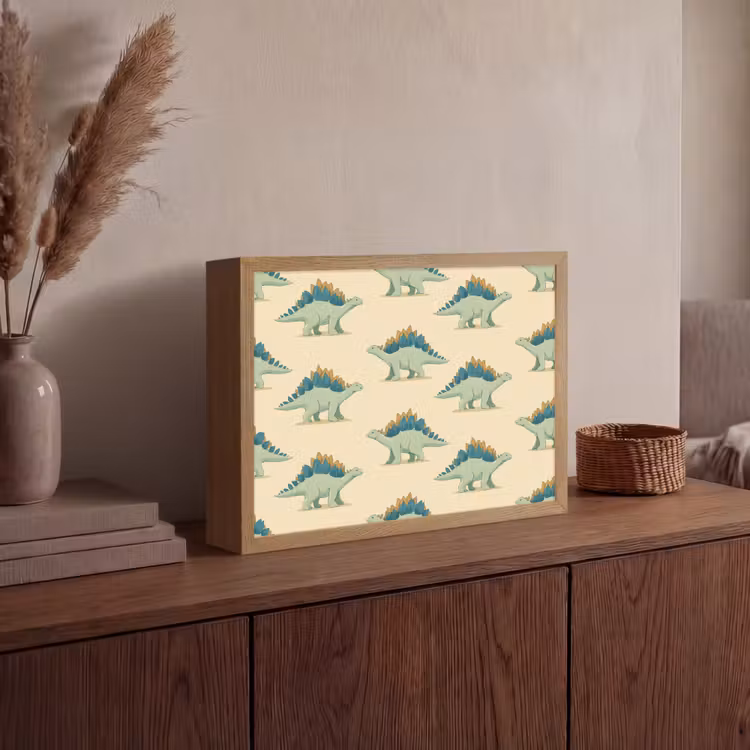 Dino - Patroon - Groen Light Box met batterij (Wandlamp) middel 907 -sfeer2