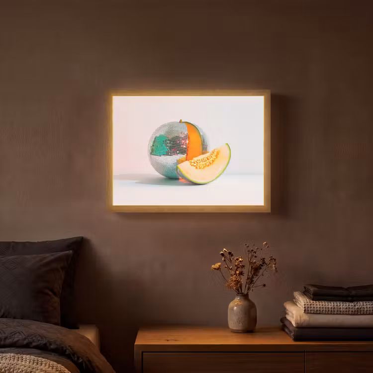 Disco - Discobal - Meloen - Pastel Light Box met batterij (Wandlamp) middel -sfeer4