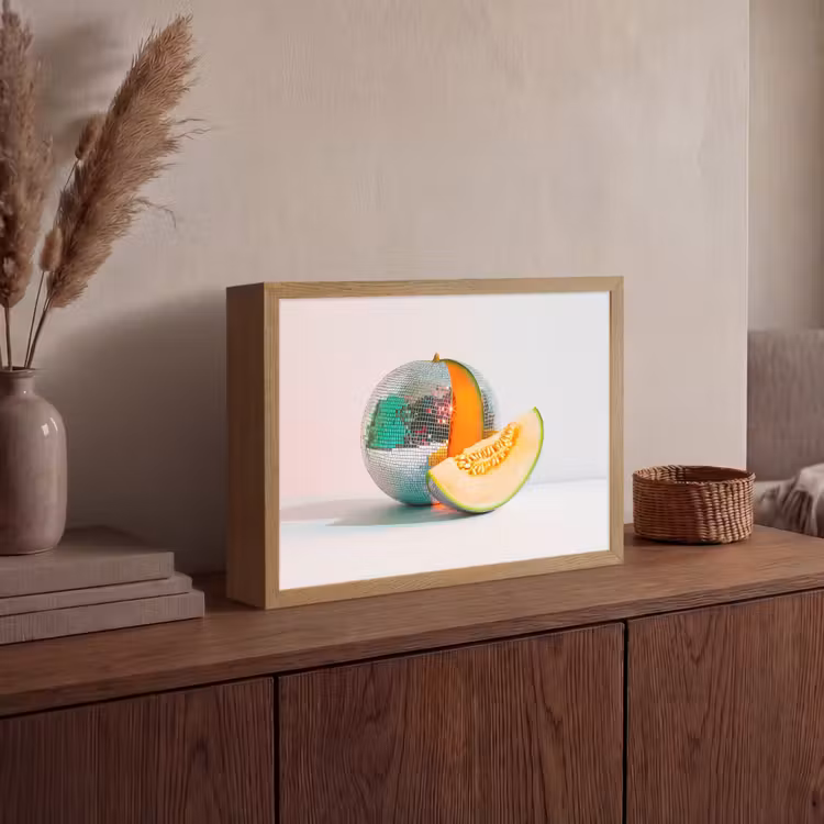 Disco - Discobal - Meloen - Pastel Light Box met batterij (Wandlamp) middel -sfeer2