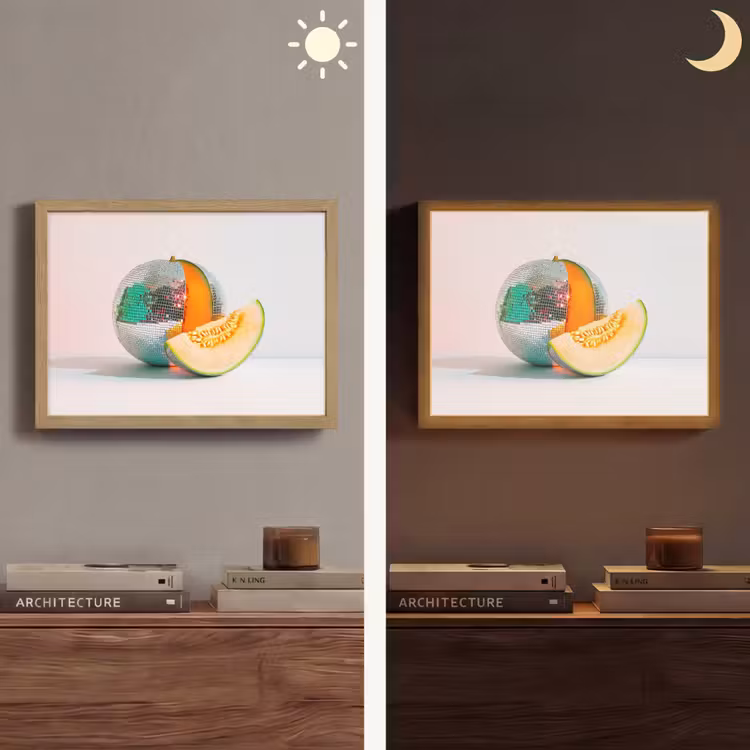 Disco - Discobal - Meloen - Pastel Light Box met batterij (Wandlamp) middel -sfeer3