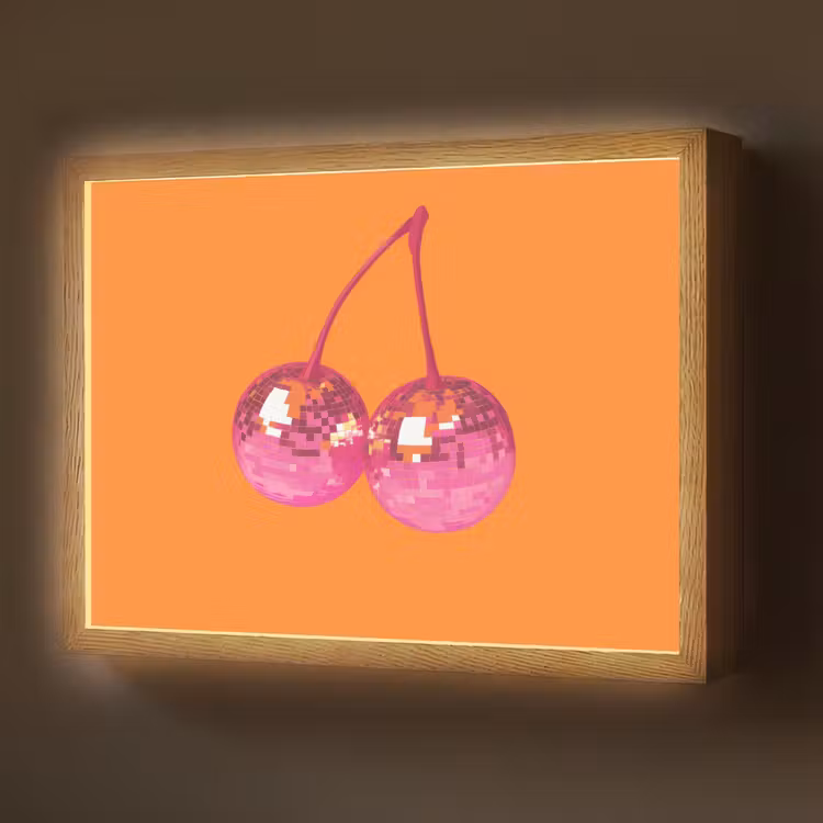 Discoballen - Kers - Spiegels - Roze Light Box met batterij (Wandlamp) middel -z3d_website