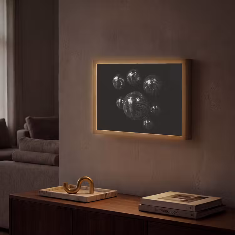 Discoballen - Minimalistisch - Zwart Light Box met batterij (Wandlamp) middel -sfeer1