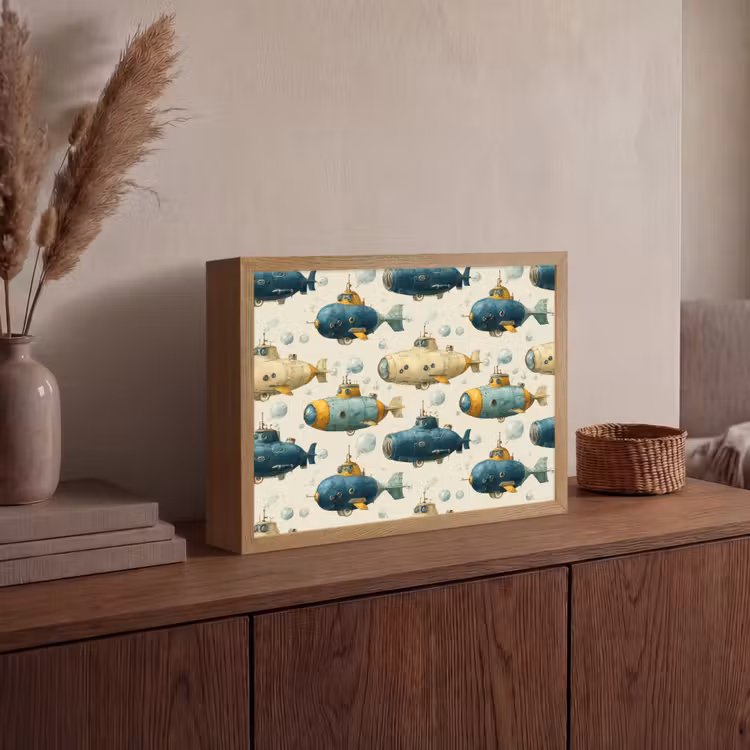 Duikboot - Fantasie - Kleurrijk Light Box met batterij (Wandlamp) middel 907 -sfeer2