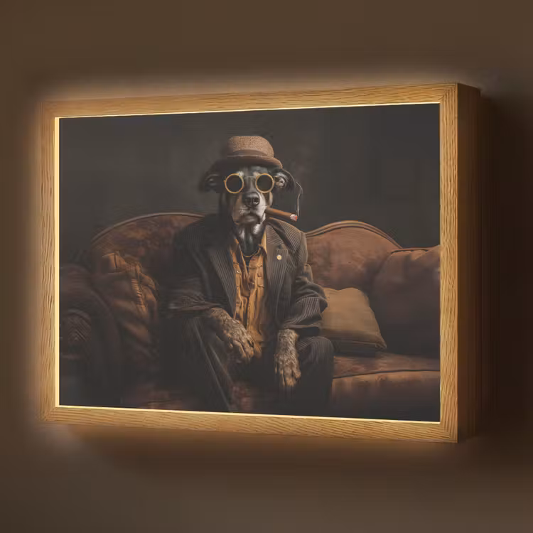 Hond - Sigaar - Hoed - Pak Light Box met batterij (Wandlamp) middel -z3d_website