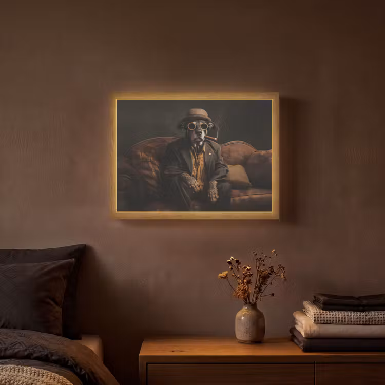 Hond - Sigaar - Hoed - Pak Light Box met batterij (Wandlamp) middel -sfeer4