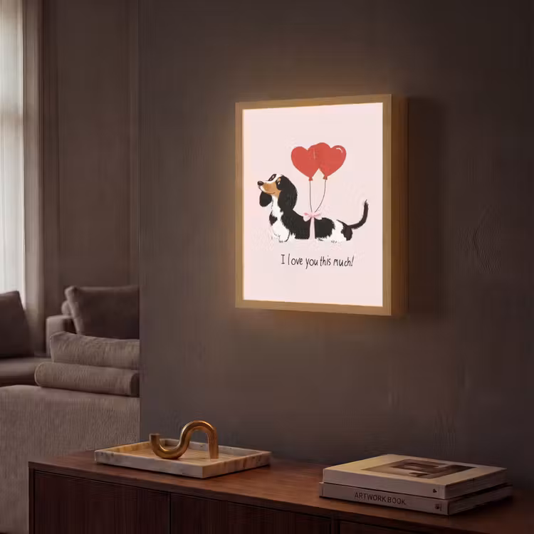 Hond - Teckel - Valentijn - Love Light Box met batterij (Wandlamp) middel -sfeer1