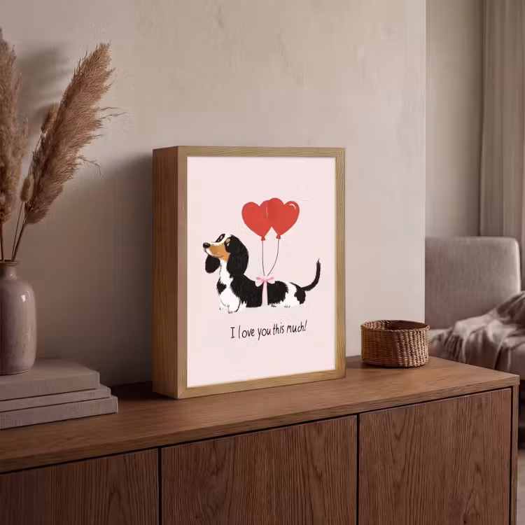 Hond - Teckel - Valentijn - Love Light Box met batterij (Wandlamp) middel -sfeer2