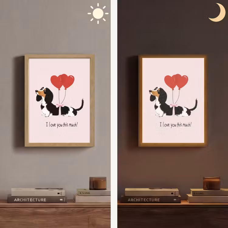 Hond - Teckel - Valentijn - Love Light Box met batterij (Wandlamp) middel -sfeer3