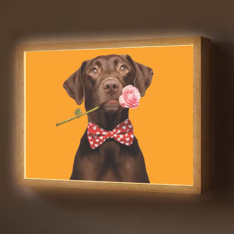 Hond - Oranje - Roos - Valentijn Light Box met batterij (Wandlamp) middel -z3d_website