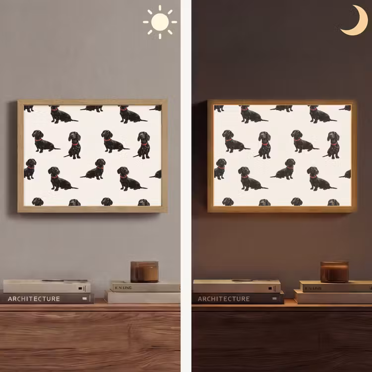 Hond - Patroon - Zwart Light Box met batterij (Wandlamp) middel 907 -sfeer3