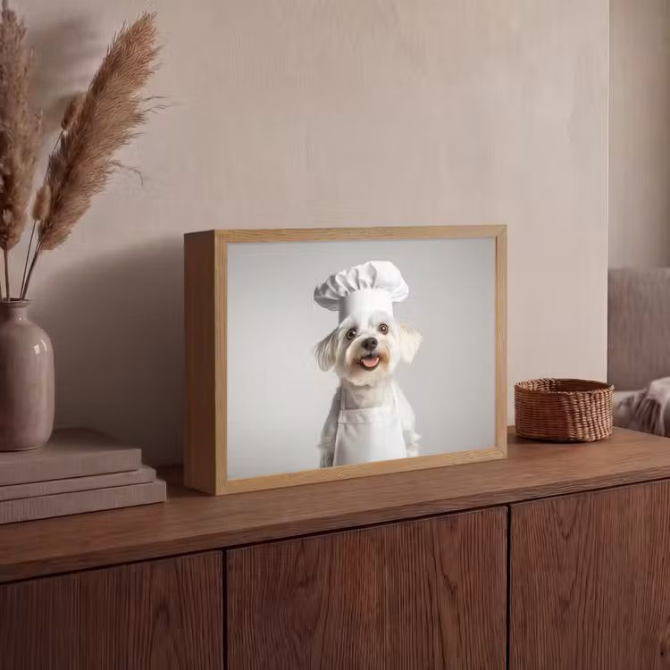 Hond - Wit - Kok Light Box met batterij (Wandlamp) middel -sfeer2