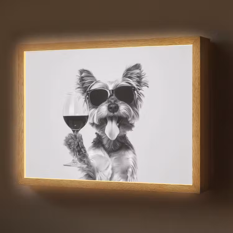 Hondje - Wijnglas - Zonnebril - Enthousiast Light Box met batterij (Wandlamp) middel -z3d_website