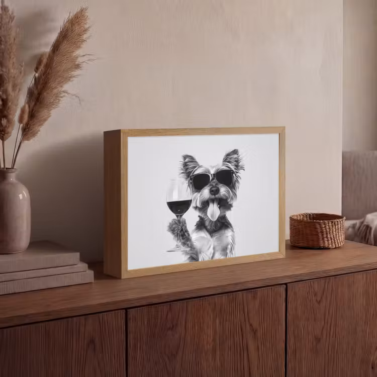 Hondje - Wijnglas - Zonnebril - Enthousiast Light Box met batterij (Wandlamp) middel -sfeer2