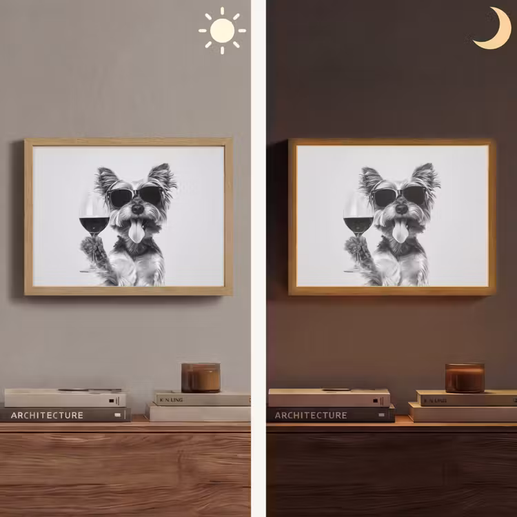 Hondje - Wijnglas - Zonnebril - Enthousiast Light Box met batterij (Wandlamp) middel -sfeer3
