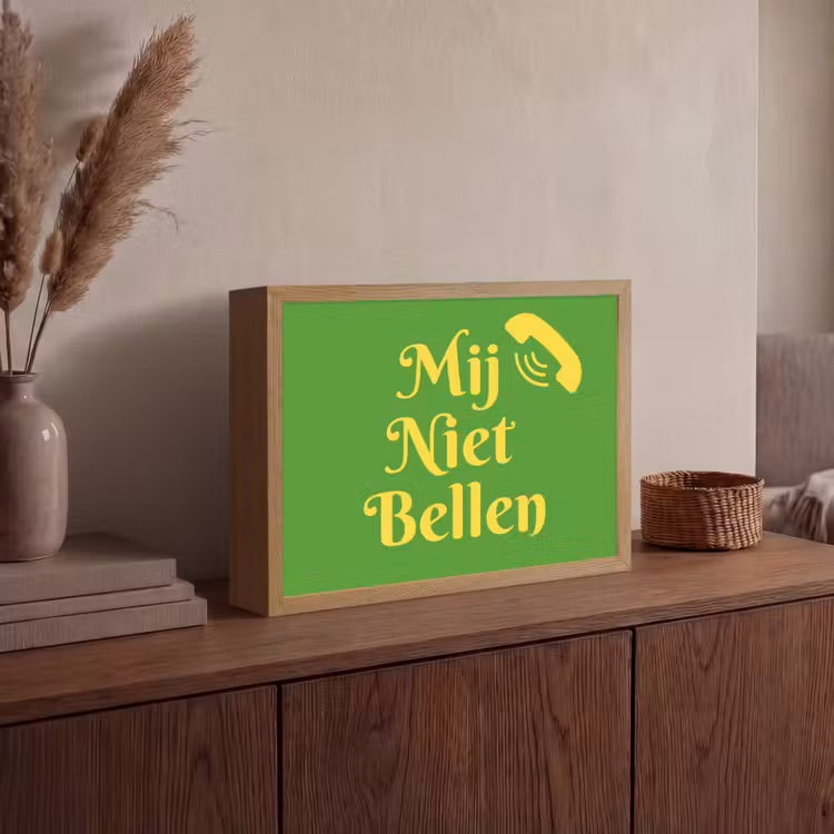 Mij niet bellen - Telefoon - Groen Light Box met batterij (Wandlamp) middel -sfeer2