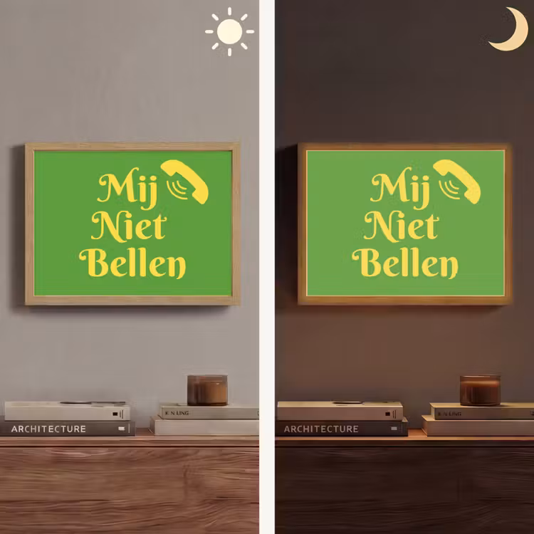 Mij niet bellen - Telefoon - Groen Light Box met batterij (Wandlamp) middel -sfeer3