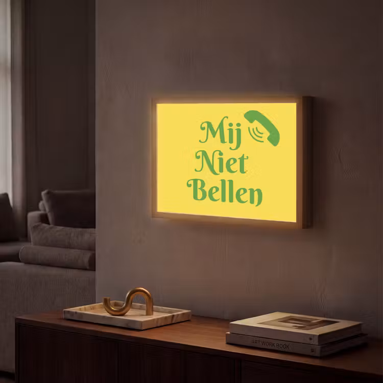 Mij niet bellen - Telefoon - Geel Light Box met batterij (Wandlamp) middel -sfeer1