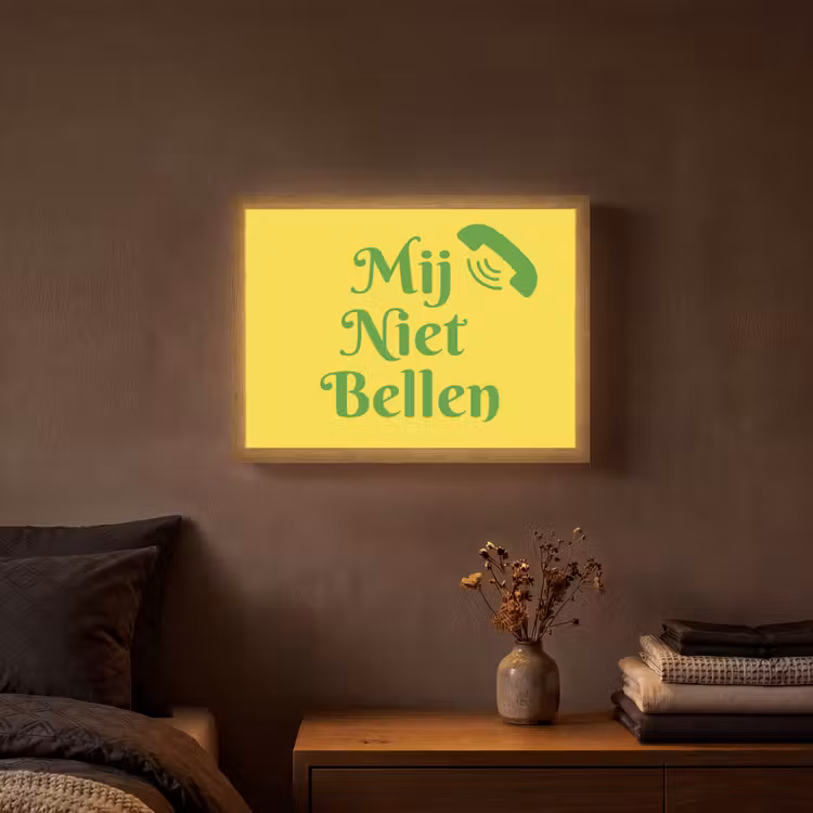 Mij niet bellen - Telefoon - Geel Light Box met batterij (Wandlamp) middel -sfeer4