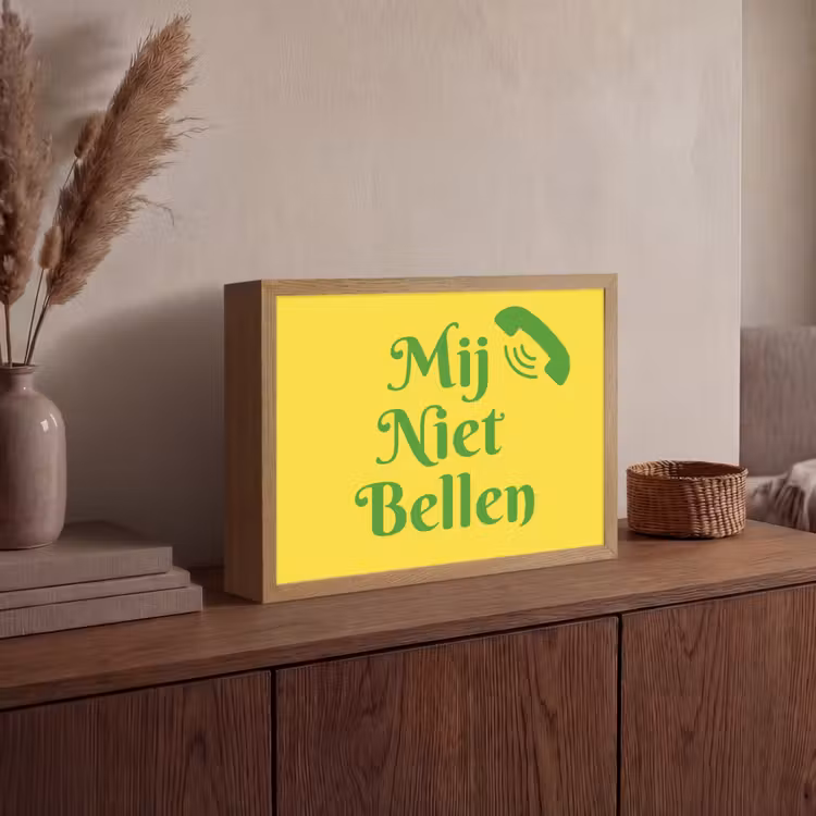 Mij niet bellen - Telefoon - Geel Light Box met batterij (Wandlamp) middel -sfeer2
