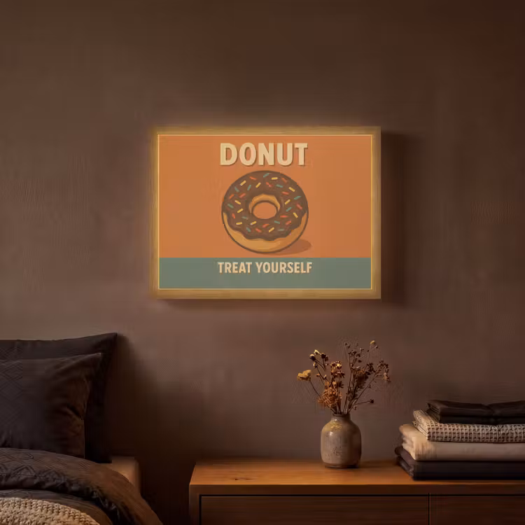 Donut - Spikkels - Kleurrijk - Quote Light Box met batterij (Wandlamp) middel -sfeer4