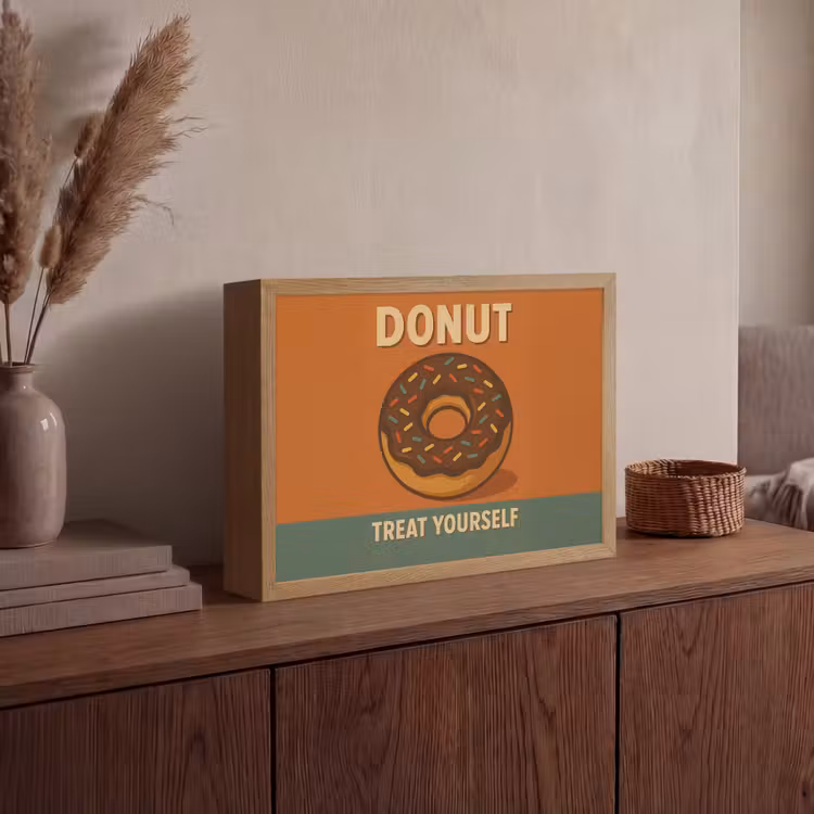 Donut - Spikkels - Kleurrijk - Quote Light Box met batterij (Wandlamp) middel -sfeer2
