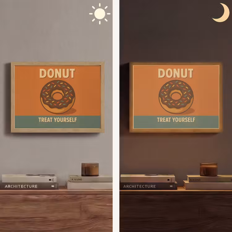 Donut - Spikkels - Kleurrijk - Quote Light Box met batterij (Wandlamp) middel -sfeer3