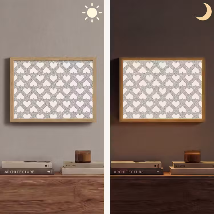 Stippen - Hart - Zwart - Wit Light Box met batterij (Wandlamp) middel 907 -sfeer3