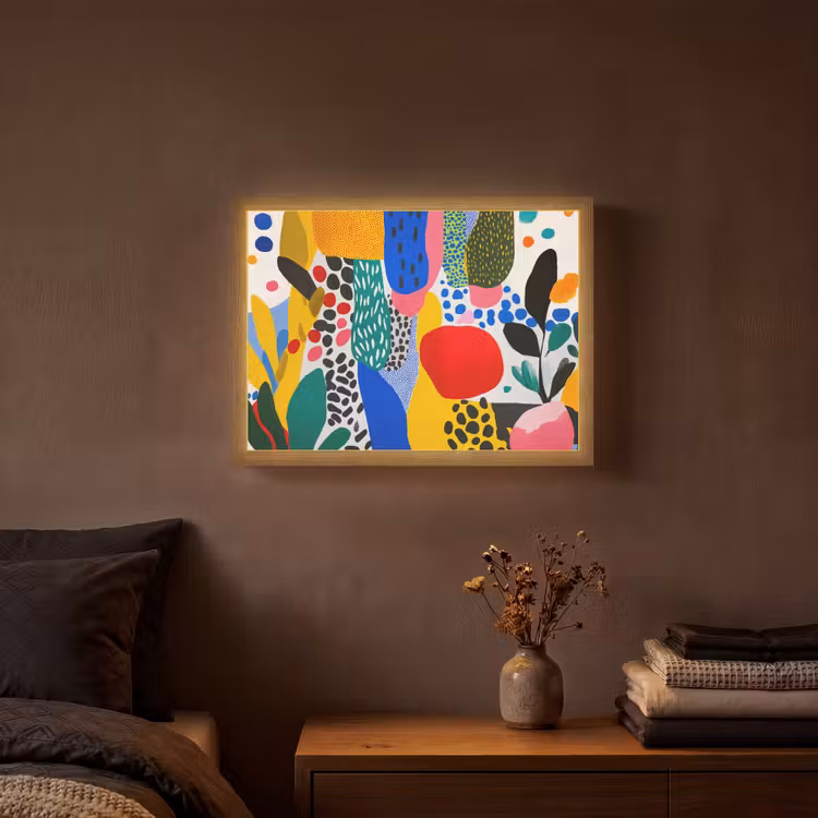 Stippen - Vormen - Modern - Kleuren Light Box met batterij (Wandlamp) middel -sfeer4
