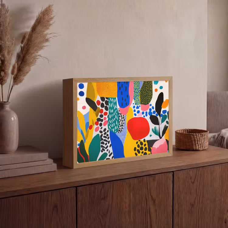 Stippen - Vormen - Modern - Kleuren Light Box met batterij (Wandlamp) middel -sfeer2