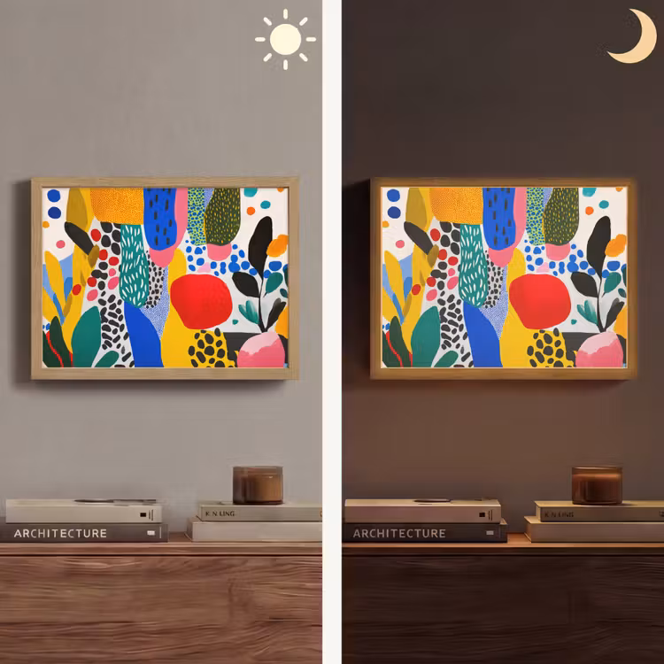 Stippen - Vormen - Modern - Kleuren Light Box met batterij (Wandlamp) middel -sfeer3