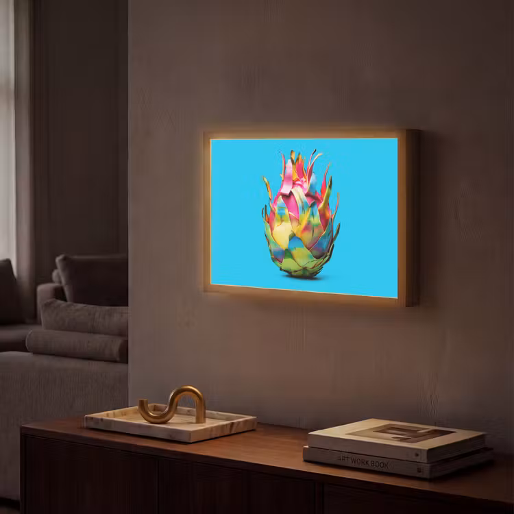 Drakenfruit - Blauw - Levendig Light Box met batterij (Wandlamp) middel -sfeer1