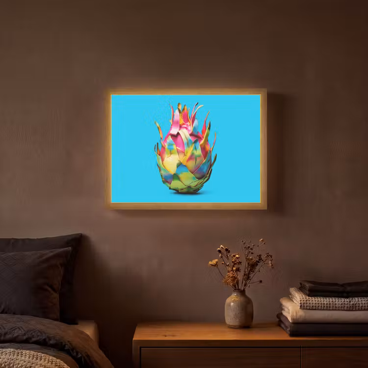 Drakenfruit - Blauw - Levendig Light Box met batterij (Wandlamp) middel -sfeer4