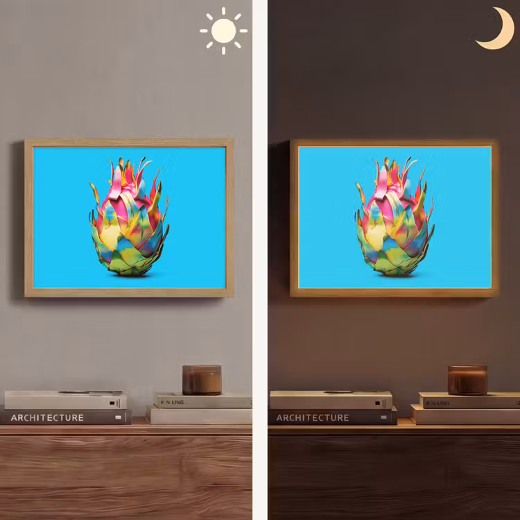 Drakenfruit - Blauw - Levendig Light Box met batterij (Wandlamp) middel -sfeer3