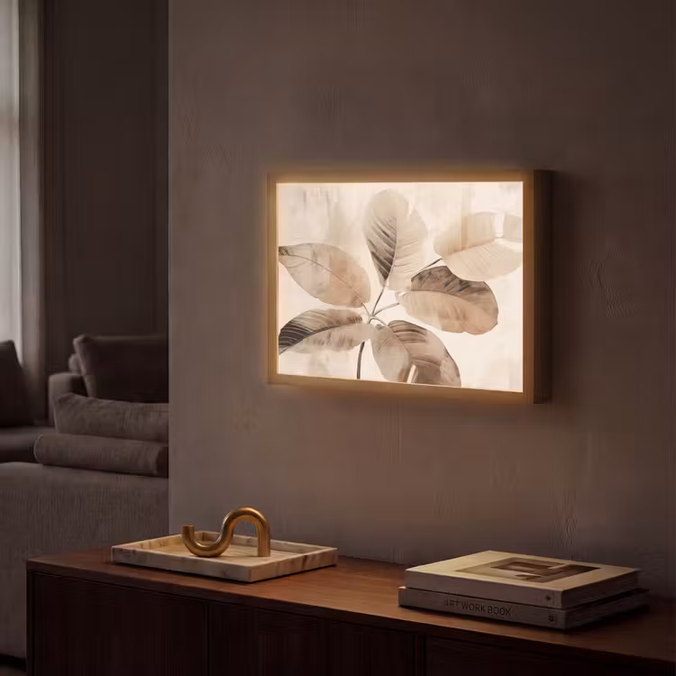 Gedroogde plant - Natuur - Bruin - Planten Light Box met batterij (Wandlamp) middel -sfeer1