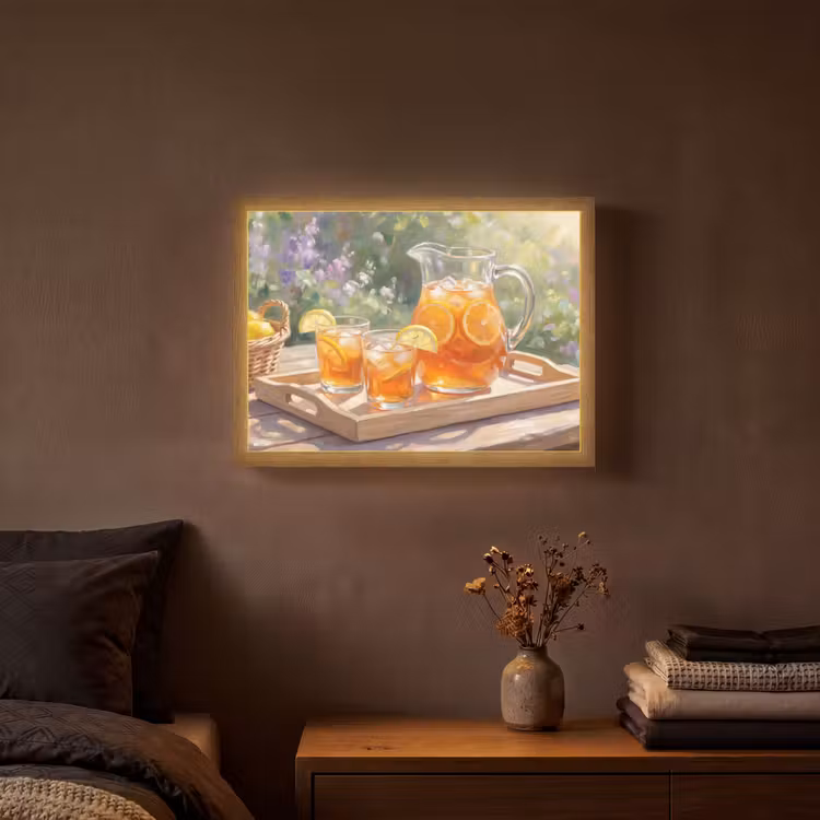 Drank - Citroen - Zomer - Tuin - Geel Light Box met batterij (Wandlamp) middel -sfeer4