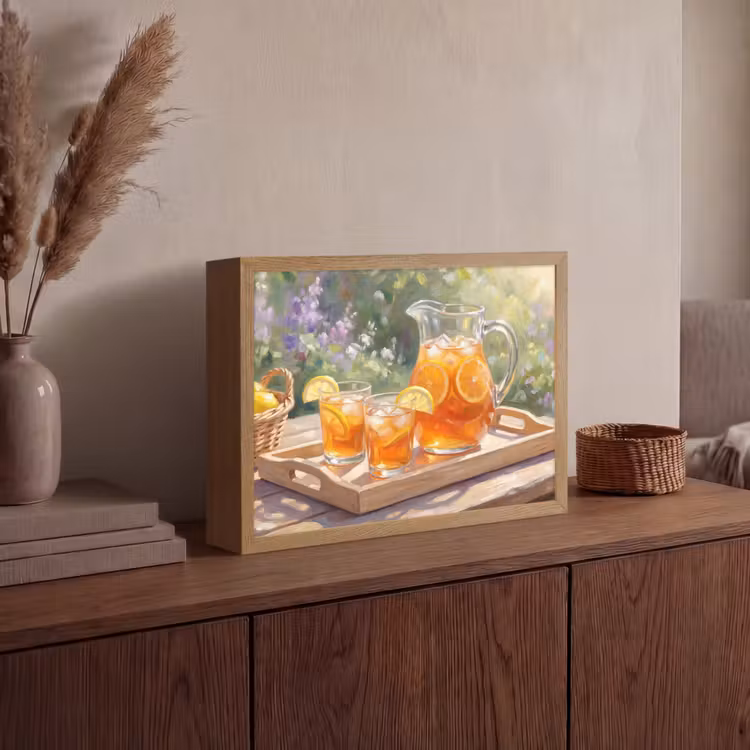 Drank - Citroen - Zomer - Tuin - Geel Light Box met batterij (Wandlamp) middel -sfeer2