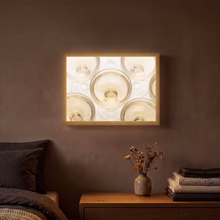 Drank - Glazen - Feest - Goud Light Box met batterij (Wandlamp) middel -sfeer4