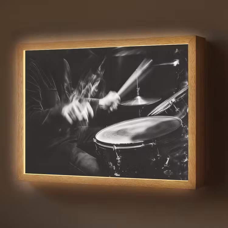 Drummer - Zwart - Drumstel Light Box met batterij (Wandlamp) middel -z3d_website