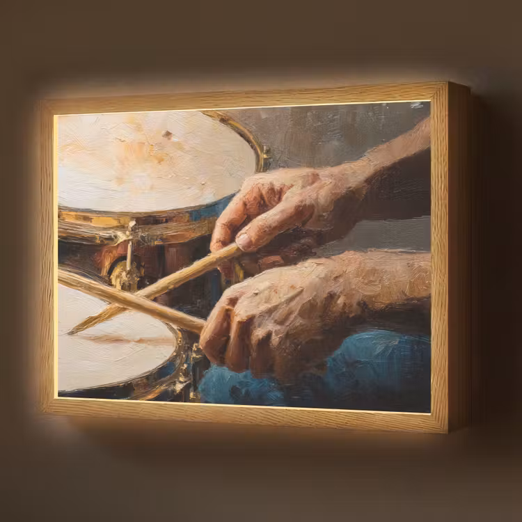 Drumstokken - Olieverf - Man Light Box met batterij (Wandlamp) middel -z3d_website
