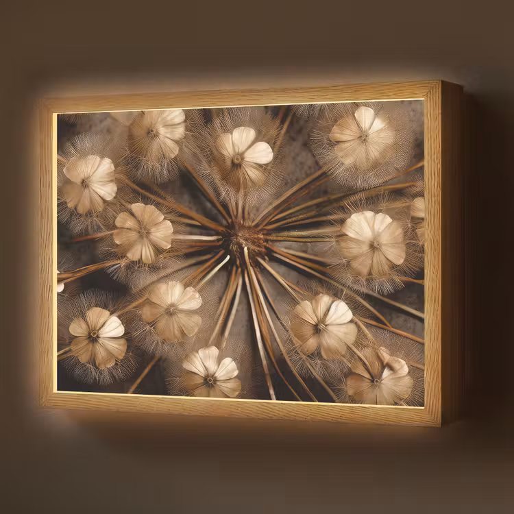 Droogbloemen - Bruin - Natuur Light Box met batterij (Wandlamp) middel -z3d_website